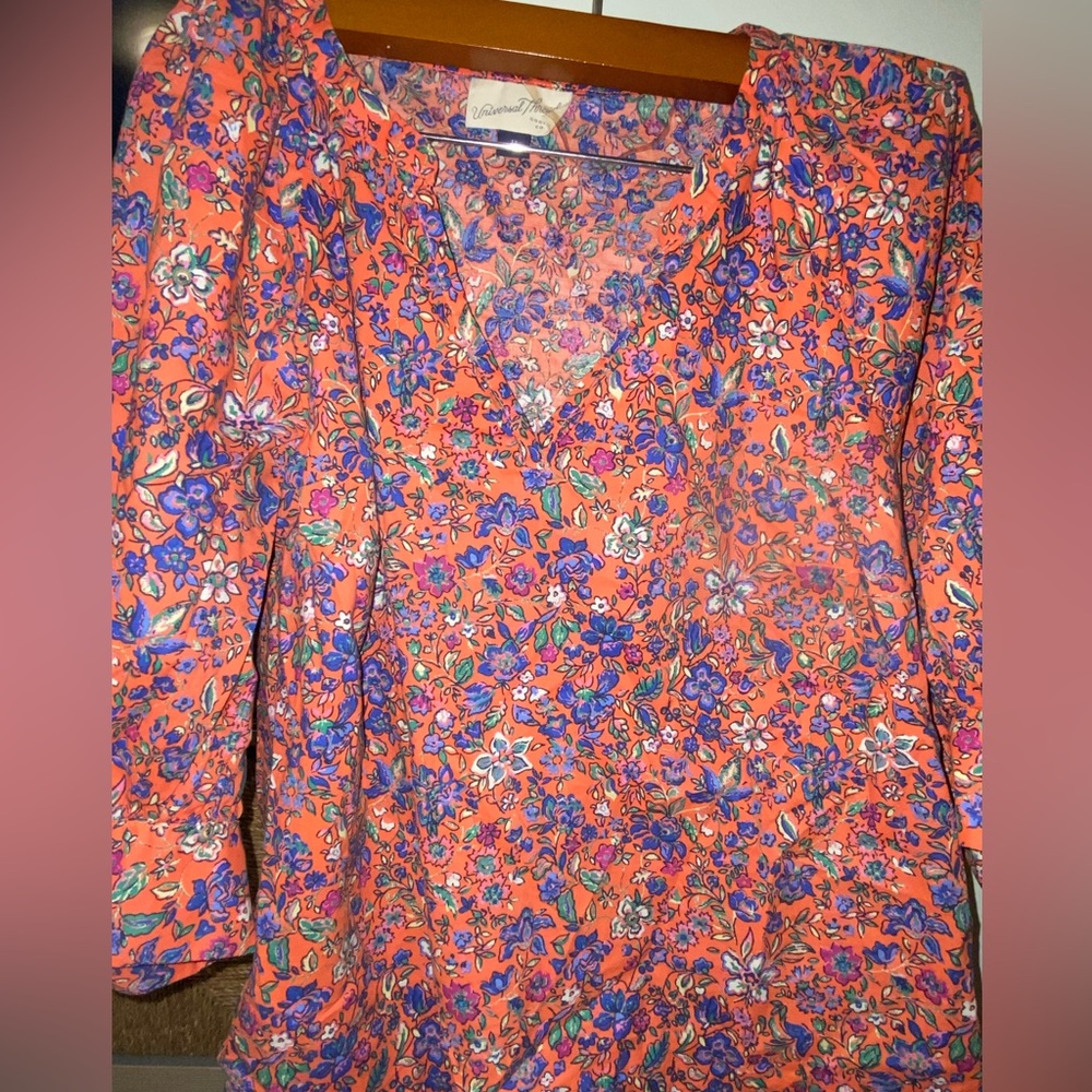 Universal Thread Orange Floral Loose Blouse